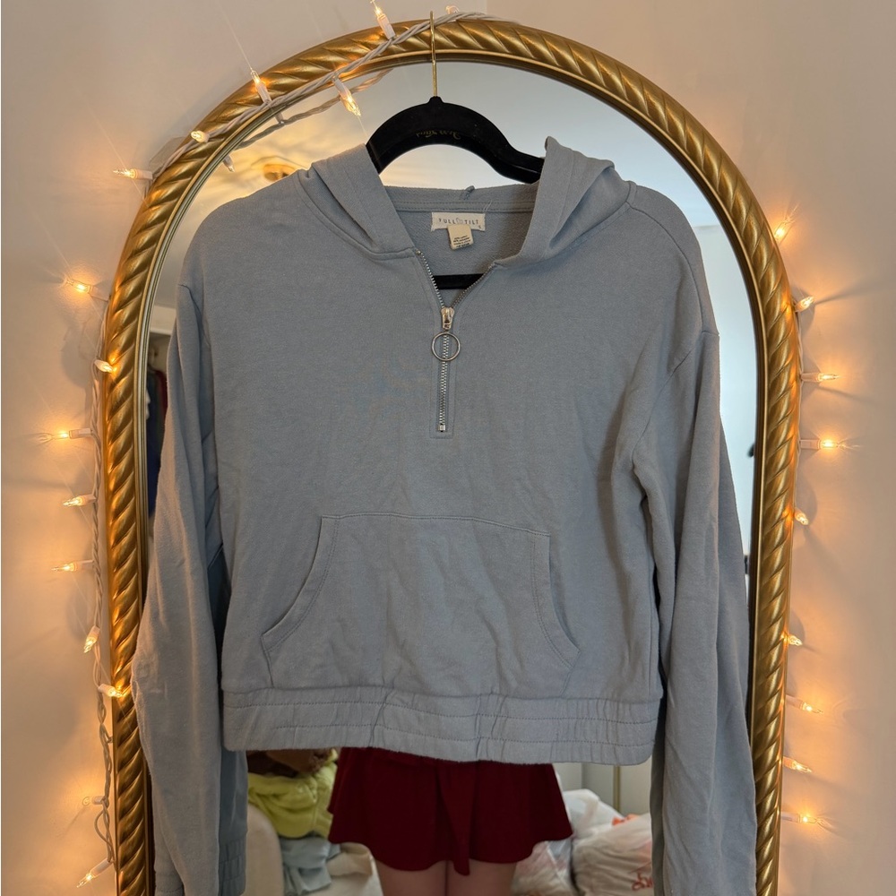 Full Tilt Light Blue Quarter-Zip Hoodie Sweater